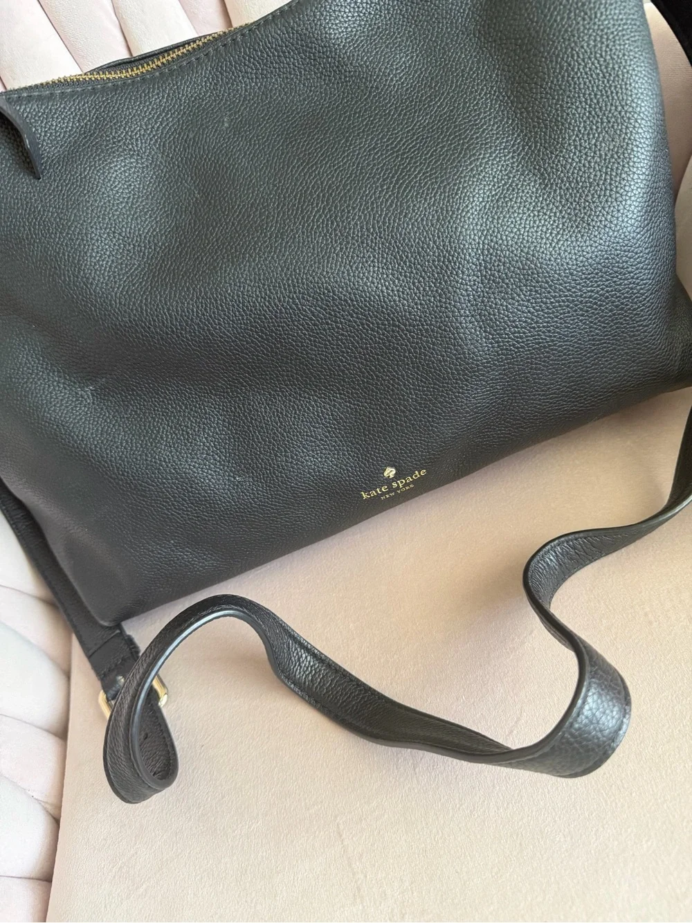 Kate Spade ♠️ Larchmont Ave Alena Black Leather Shoulder Bag